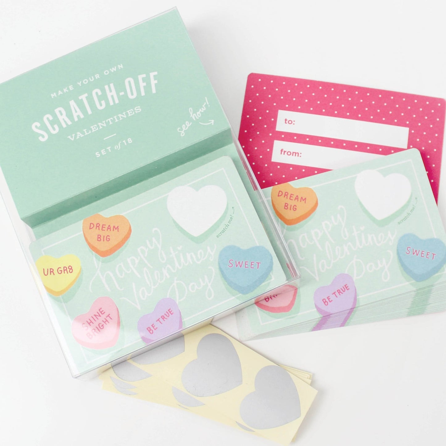 Set of 18 Sweetheart Valentines Scratch-Off Cards - Sweet Confetti Co.