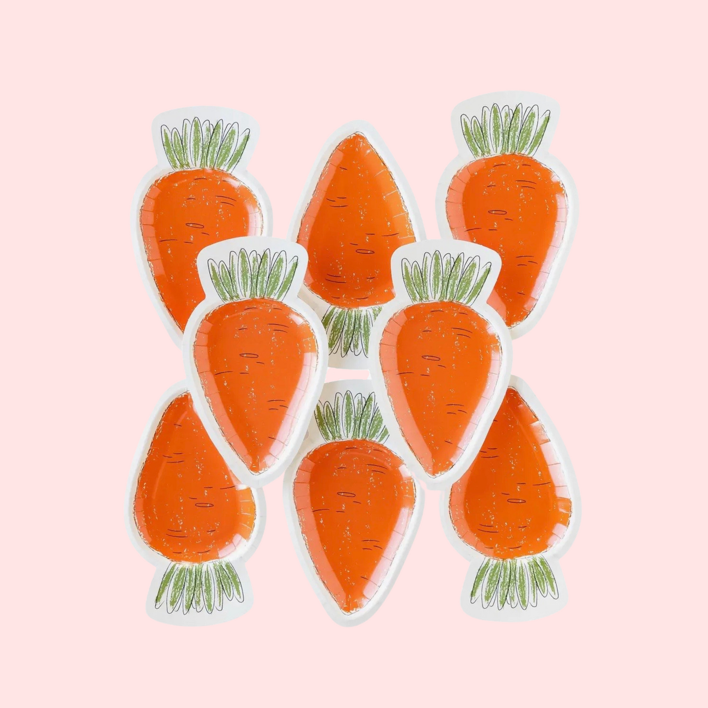 Sketchy Carrot Shaped Plate, Set of 8 - Sweet Confetti Co.