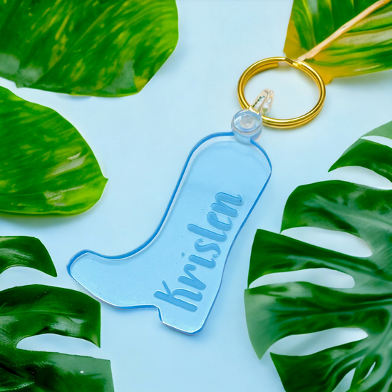 Personalized Neon Bachelorette Cowboy Boot Keychain - Sweet Confetti Co.