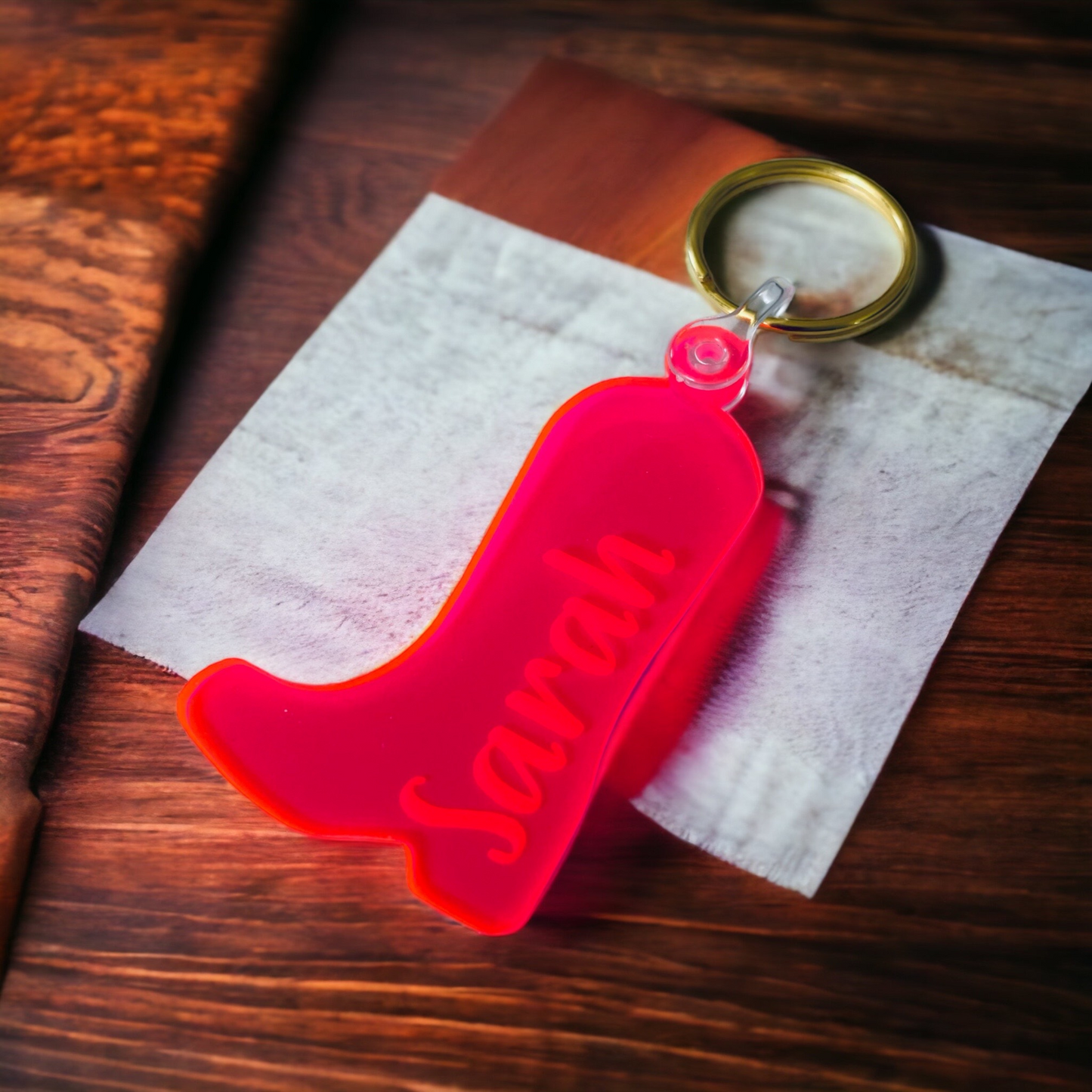 Personalized Neon Bachelorette Cowboy Boot Keychain - Sweet Confetti Co.