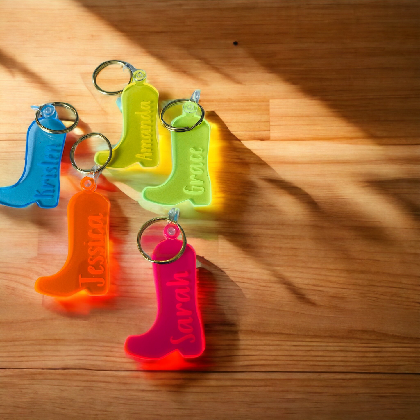 Personalized Neon Bachelorette Cowboy Boot Keychain - Sweet Confetti Co.