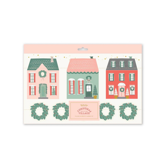 Village Christmas Village & Wreath Banner - Sweet Confetti Co.