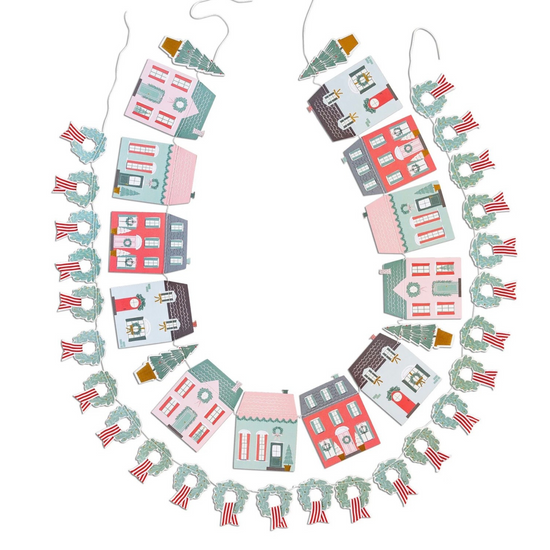 Village Christmas Village & Wreath Banner - Sweet Confetti Co.