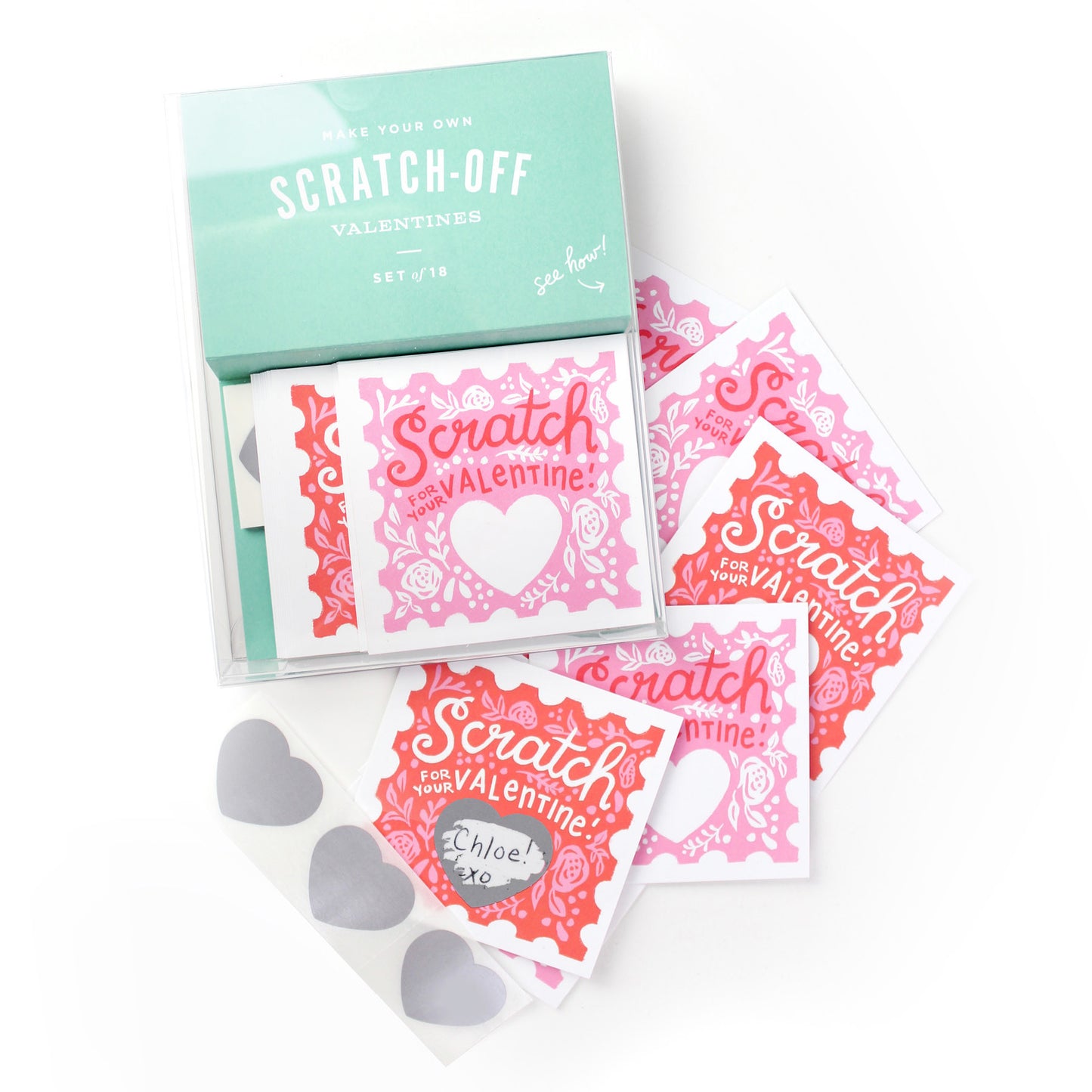 Set of 18 Scratch-off Valentines - Floral - Sweet Confetti Co.