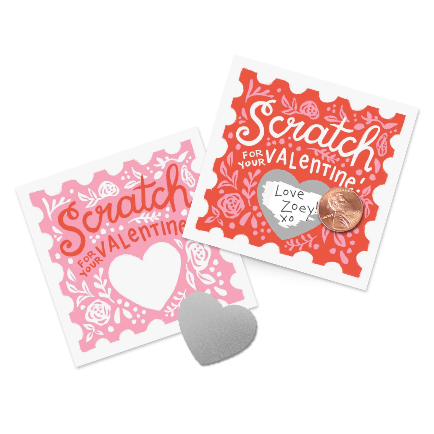 Set of 18 Scratch-off Valentines - Floral - Sweet Confetti Co.