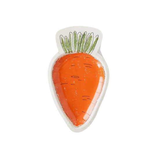 Sketchy Carrot Shaped Plate, Set of 8 - Sweet Confetti Co.